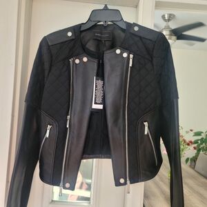 BCBGMaxAzria Black Quilted Leather Jacket